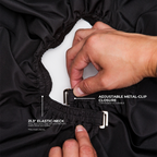 Cutting Cape closure. 21.3 inch elastic neck with adjustable metal clip closure