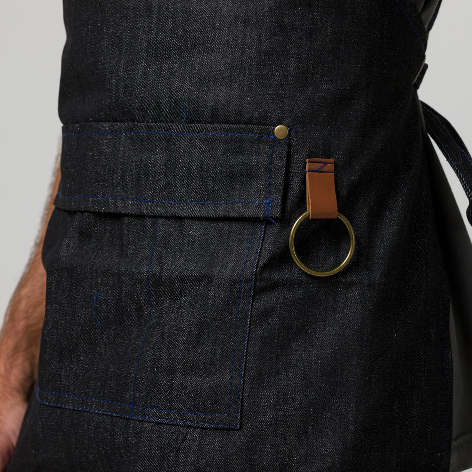 Denim Work Apron closeup details