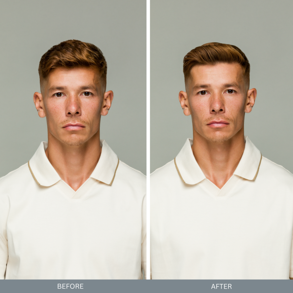 Before and after of using Hold Tight in hair