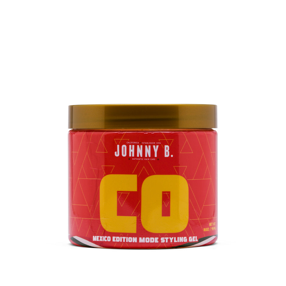 Mexico Mode Styling Gel, green design with "CO"