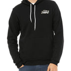 Black hoodie with a white Johnny B. logo