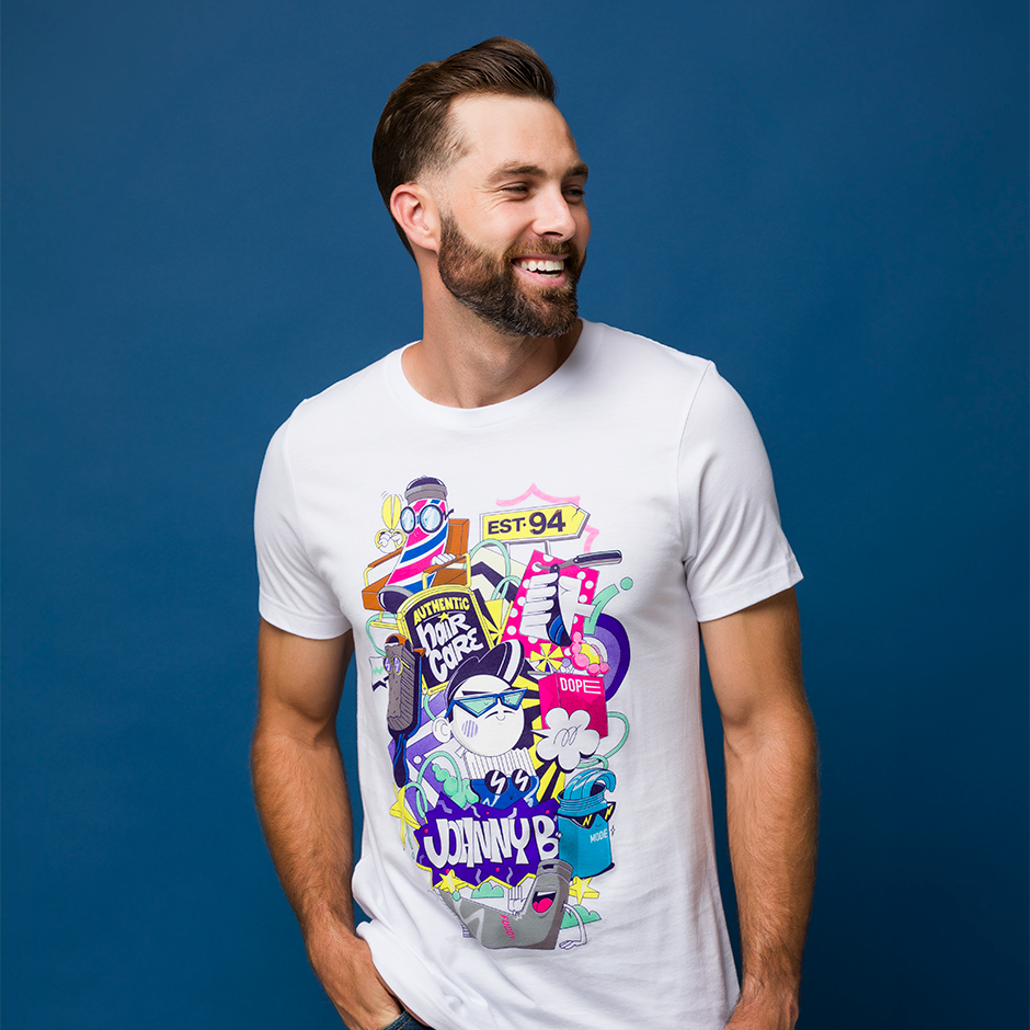 Man wearing Graffiti T-Shirt
