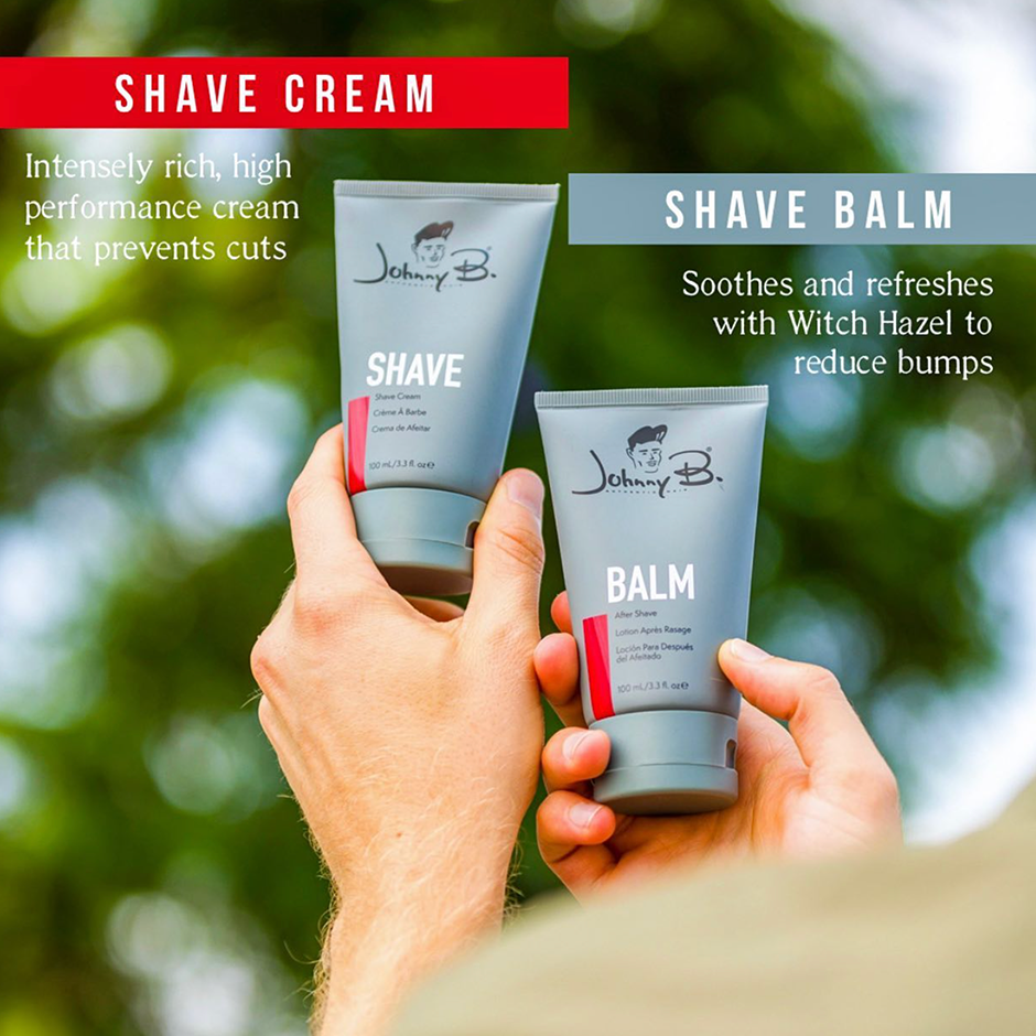 Shave Cream: intensely rich, high performance cream that prevents cuts
Shave Balm: soothes and refreshes with Witch Hazel to reduce bumps
