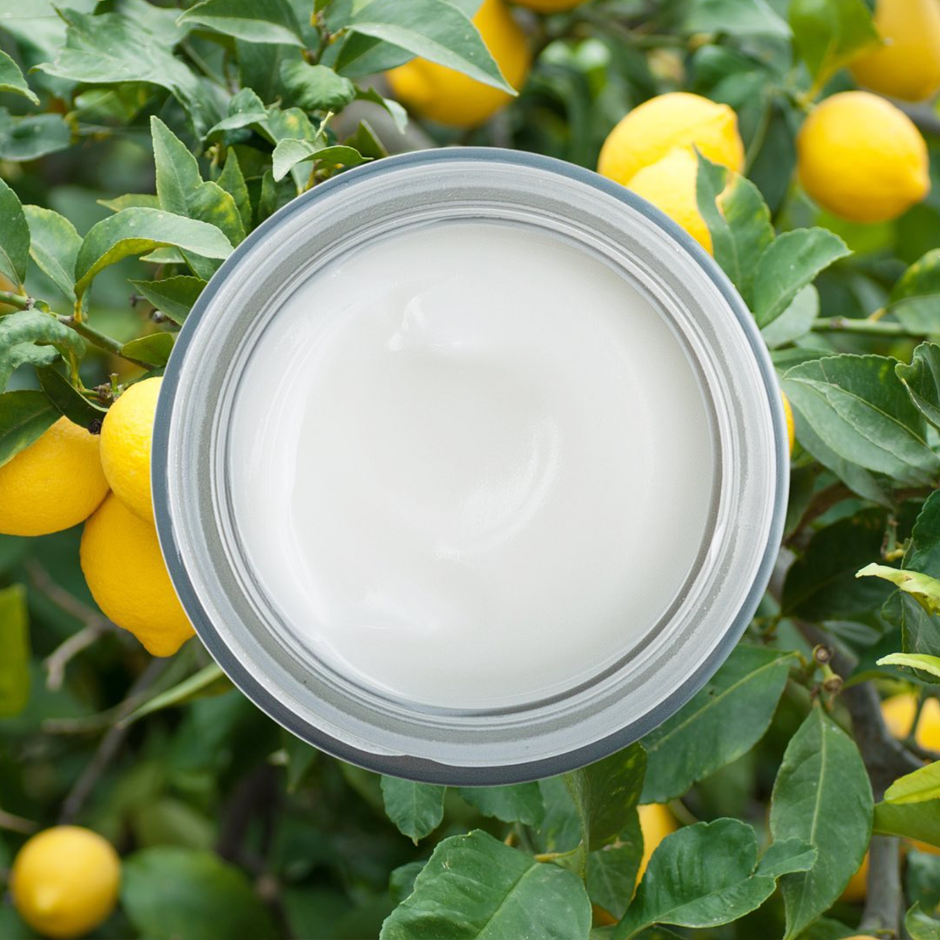 Simple Man body balm. Lemons in the background.