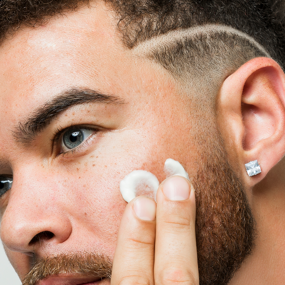 Model shaving beard