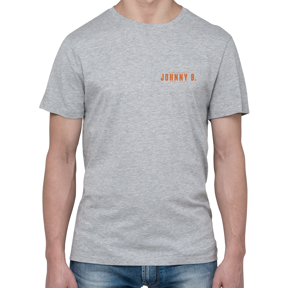 Hold Up t-shirt. Gray with orange logo.